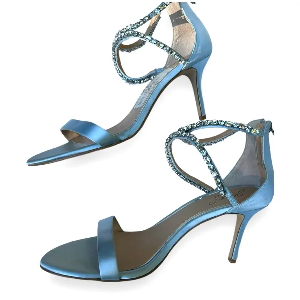 Jewel Badgley Mischka Women's Celine Heeled Sandal, Sky Blue | sz 9 *New w/ Flaw - Picture 3 of 16